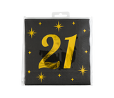 21 Jaar Servetten Zwart Goud 19cm